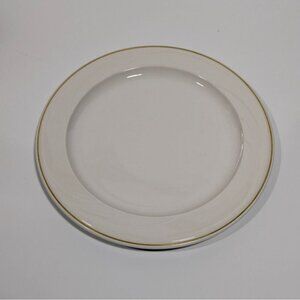Syracuse China White Ceramic Plate Gold Trim Elegant Design Dinnerware